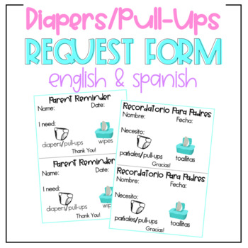 Preview of Diapers/Pull-Ups Request Form - English and Spanish