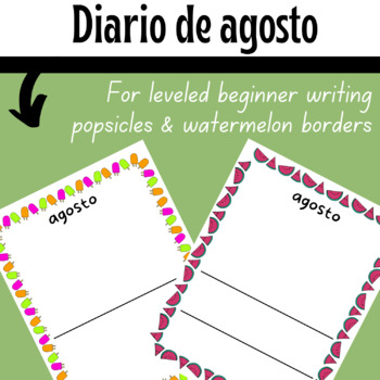 Preview of Diario de agosto / August Writing Paper  - Popsicles and Watermelon Borders