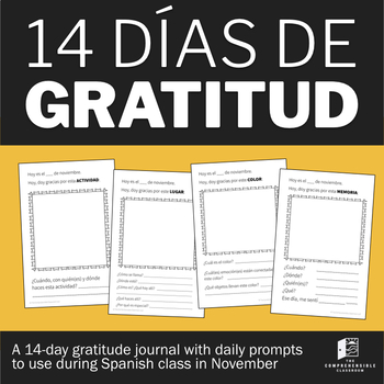 Preview of Diario de gratitud - Gratitude journal for Spanish class