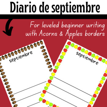 Preview of Diario de septiembre / September Writing Paper  - Acorns and Apples Borders