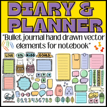 Bullet journal sketch elements notebook girly Vector Image