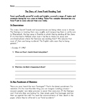 Diary of Anne Frank Passages Reading Comprehension Worksheet