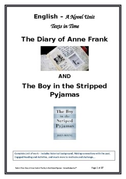 Preview of Diary of Anne Frank - comparative Novel Study with Boy in the Striped Pyjamas