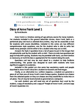 Preview of Diary of Anne Frank for Students with Disabilities