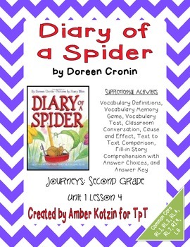 Preview of Diary of a Spider Supplemental Activities 2nd Grade Journeys Unit 1, Lesson 4