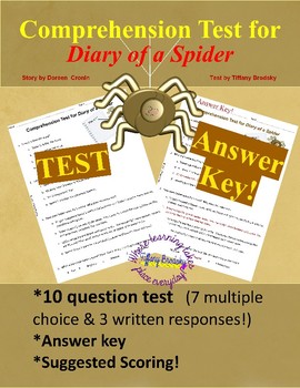 Preview of Diary of a Spider Test and Answer Key!