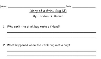 Preview of Diary of a Stinkbug (J) Reading Comprehension