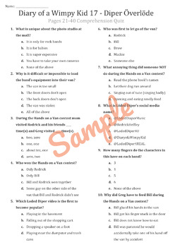 Diary of a Wimpy Kid - Book 17 - Diper Ӧverlӧde - Comprehension Quiz Set