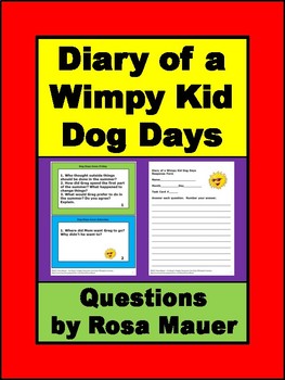 Preview of Diary of a Wimpy Kid Dog Days Comprehension Questions