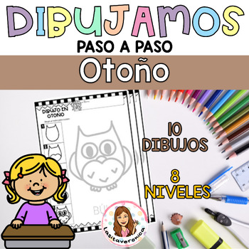 Preview of Dibujos paso a paso Otoño/ Directed Drawings Autumn September Worksheets Spanish