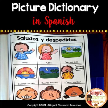 Preview of Diccionario con dibujos | Picture dictionary in Spanish |Editable