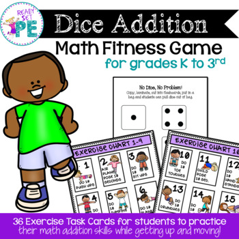 Preview of Dice Addition 1-36  Math Fitness Game for PE, Brain Breaks & Recess
