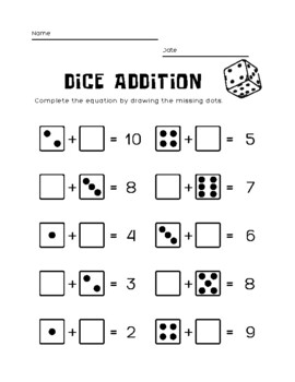 Preview of Dice Addition Activity ( Digital Download )