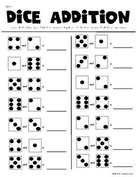 dice addition worksheet plus partner dice addition game by class of