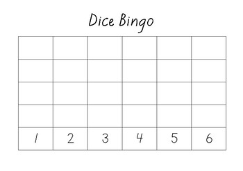 Roll Two Dice Bingo Card