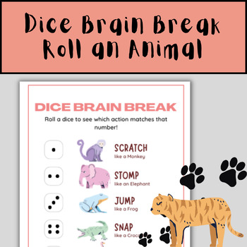 Roll the Dice Exercise Fitness Game Physical Education PE Brain Break 