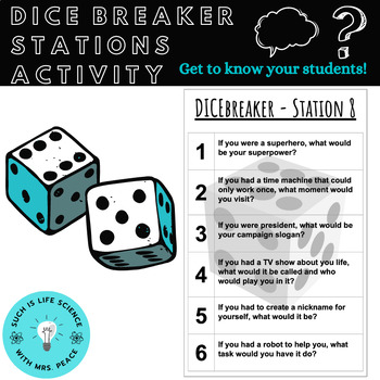 Preview of Dice Breakers Stations Activity - Ice Breaker - Beginning of the Year - About Me