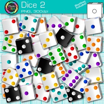 Preview of Dice Clipart Images: Colorful Individual Math Manipulatives Clip Art, PNG B&W