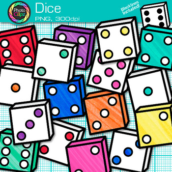 Preview of Dice Clipart Images: Cute Colorful Math Manipulatives Clip Art, Transparent PNG