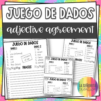 Preview of Spanish Adjective Agreement Dice Activity