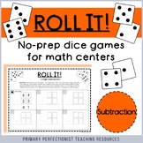No Prep Dice Games for Math Centers - 1, 2, and 3 Digit SU