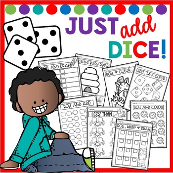 Preview of Dice Math Games Activities Worksheets Reading Kindergarten * Dollar Deal