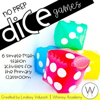 Preview of Dice Games Math Stations with 6 NO PREP Activities!