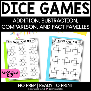 Preview of Dice Games: Practice Addition, Subtraction, Comparing Numbers and Fact Families