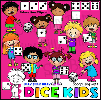 Preview of Dice Kids. Numbers 0-6. Clipart in BLACK & WHITE/ full color.