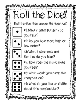Dice Listening Game by Kate's Music Room | TPT