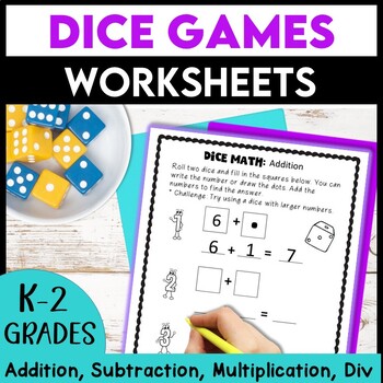 Preview of Dice Math Worksheets | Addition, Subtraction, Multiplication and Division