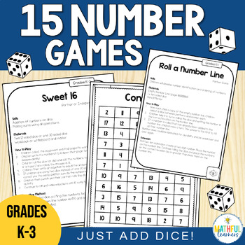 Preview of Dice Math Games - 15 Printable Number Centres - K to 3