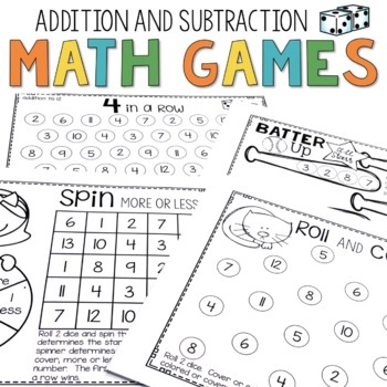 Preview of Dice Math Games Addition & Subtraction