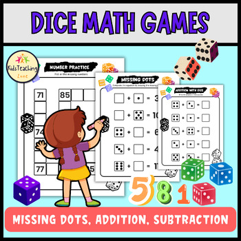Preview of Dice Math Games | Addition, Subtraction, Missing Dots | Count and Write Number
