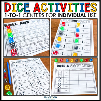 Preview of Dice No Prep Centers | First Grade Math Worksheets