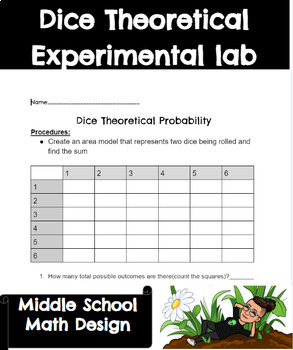 Preview of Dice Probability Lab- Theoretical and Experimental