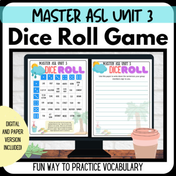 Preview of Dice Roll Game for Master ASL Unit 3 Vocabulary