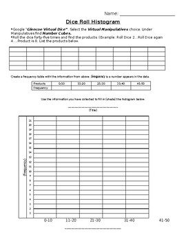 Roll 2 Dice and Make a Frequency Table 