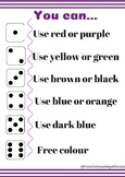Dice activity for drawing or colouring