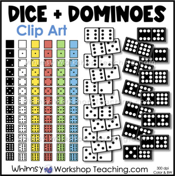 Preview of Dice and Dominoes Clip Art Set | Math Images Color Black White