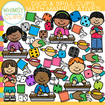 Preview of Dice and Spill Cups Math Manipulatives Clip Art