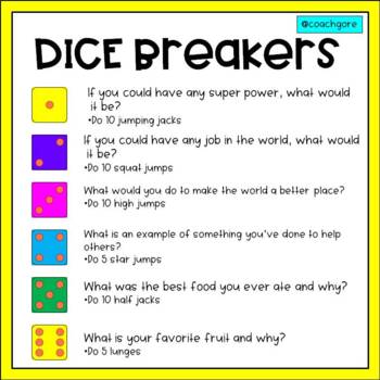 Dice breakers (Ice Breaker) game with Exercise and Yoga poses | Virtual PE