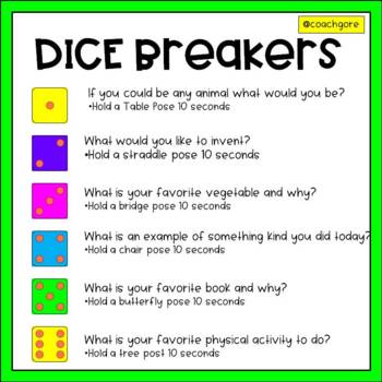 Free Ice Breaker (Dice) game with Exercise and Yoga poses | Virtual PE