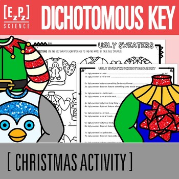 Preview of Dichotomous Keys Activity | Christmas Science Classification- Ugly Sweaters