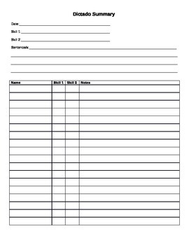 Dictado/Dictation Summary Form by Blooming Bilinguals | TpT