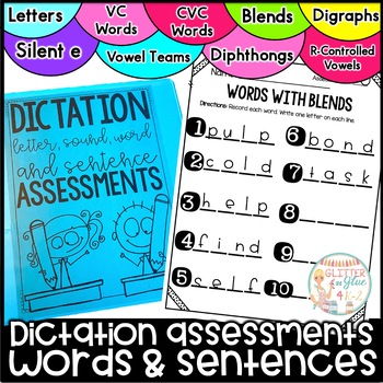 Preview of Dictation Assessments- Sounds, Words & Sentences -Short, Long, Irregular Vowels
