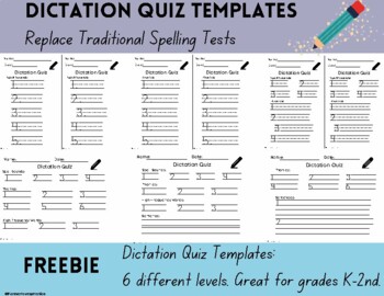 Preview of Dictation Quiz Templates
