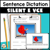 Dictation Sentences for VCE Silent E Words with Photo Writ