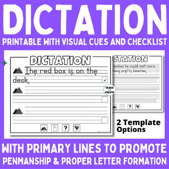 Preview of Dictation Writing Template with Visual Cues and Primary Lines