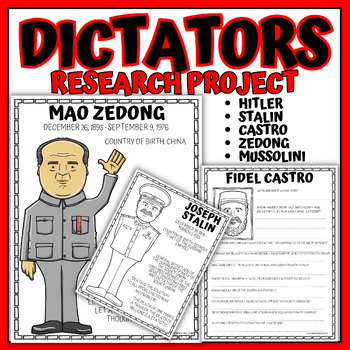 Preview of Dictators Research Project and Poster, Dictator Biography Report